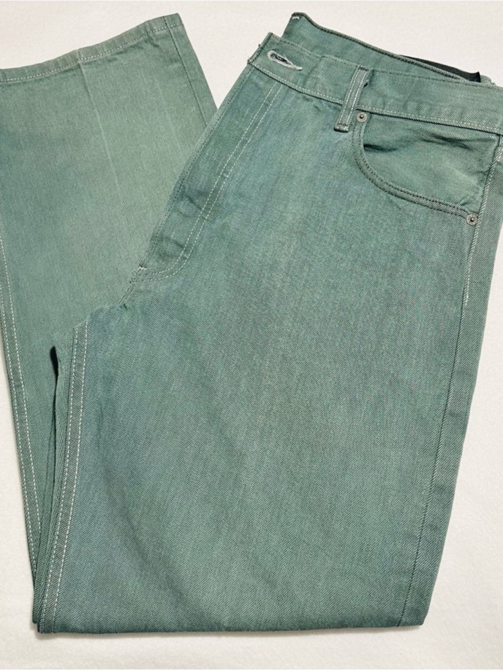 Levi's 501 Green Straight Leg Denim Jeans Black Label Red Tag Button Fly